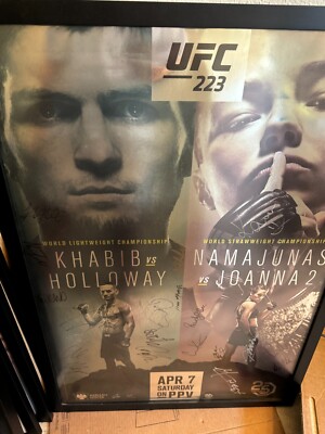 UFC 223 Khabib vs Iaquinta Signed Event Poster SBC Max Holloway ...
