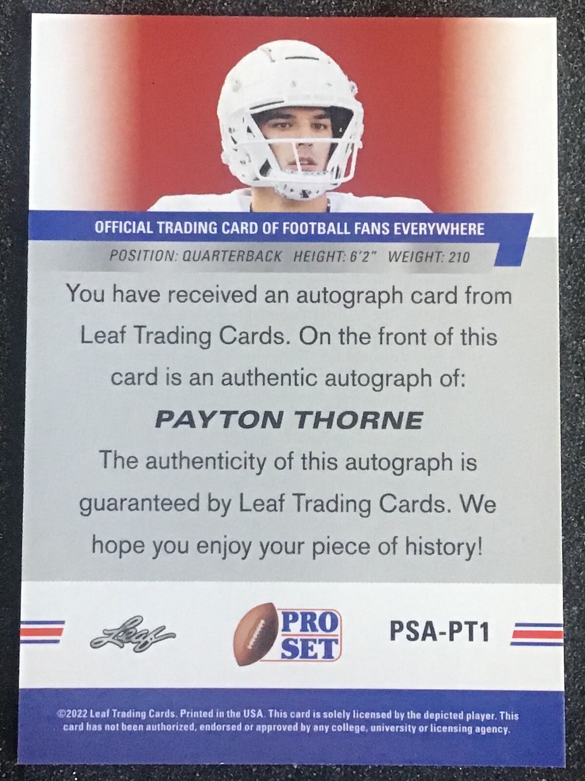 2022 Pro Set Football AUTOGRAPH #PSA-PT1 PAYTON THORNE QB MINT view 4