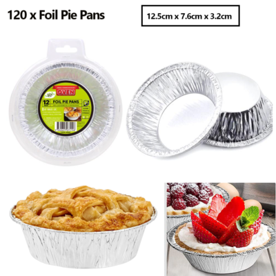 120x Aluminium Round Foil Tray Party Oven Muffin Pie Cake Tarts