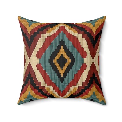 Spun Polyester Square Pillow - 3D Aztec 4