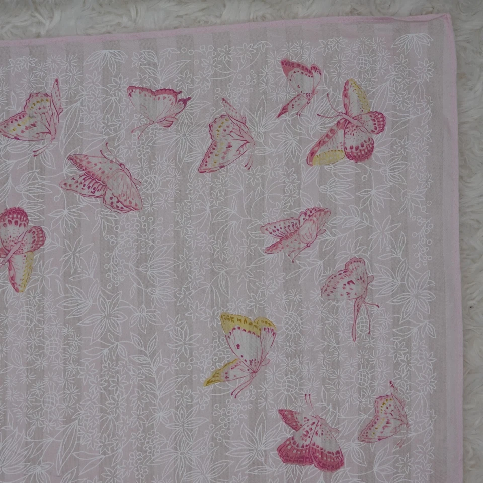 M164 HANAE MORI розовый бабочка хлопок шарф шарфы карман квадратный 18» X 18» - Изображение 3 из 4