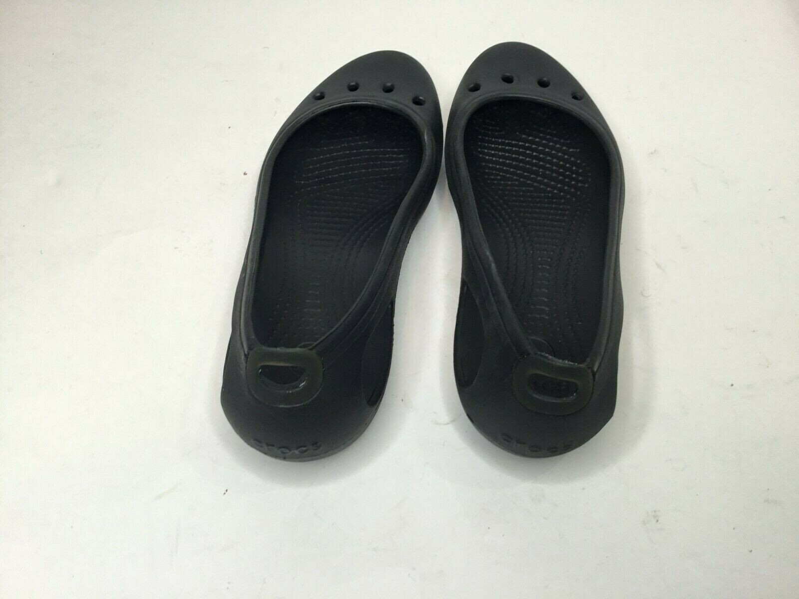 CROCS Womens Black Rubber Mary Jane Flats Sandal Size… Gem