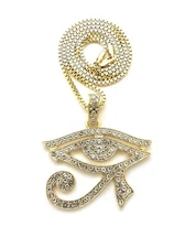 Egypt God Eye of Horus Pendant 18",20",24" Box, Cuban, Rope Chain Necklace XZ412