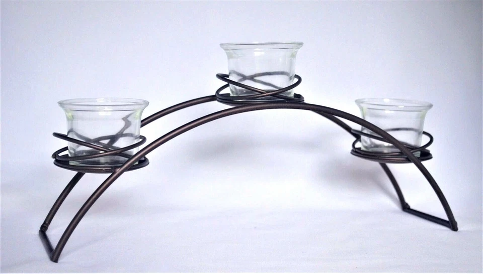 Candelabro Curvo Metal y Vidrio Rústico Bronce Marrón 12 1/2" x 4 1/2" Foto 3 de 4