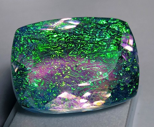 Natural Monarch Fire Opal Doublet Cushion Shape Certified 76.55 Ct Gemstone - Picture 4 of 13
