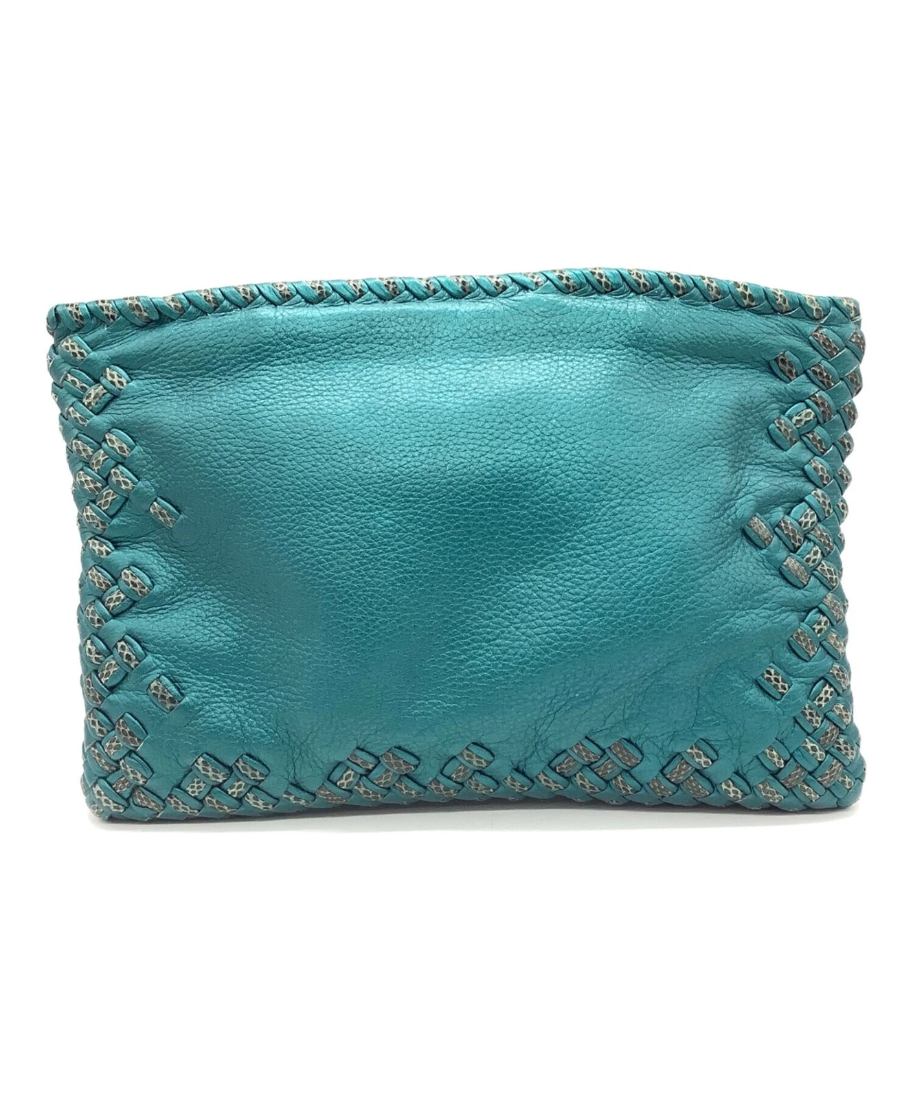 Bottega Veneta — BOTTEGA VENETA Emerald Green Leather Clutch Bag Authentic Italy SR1075