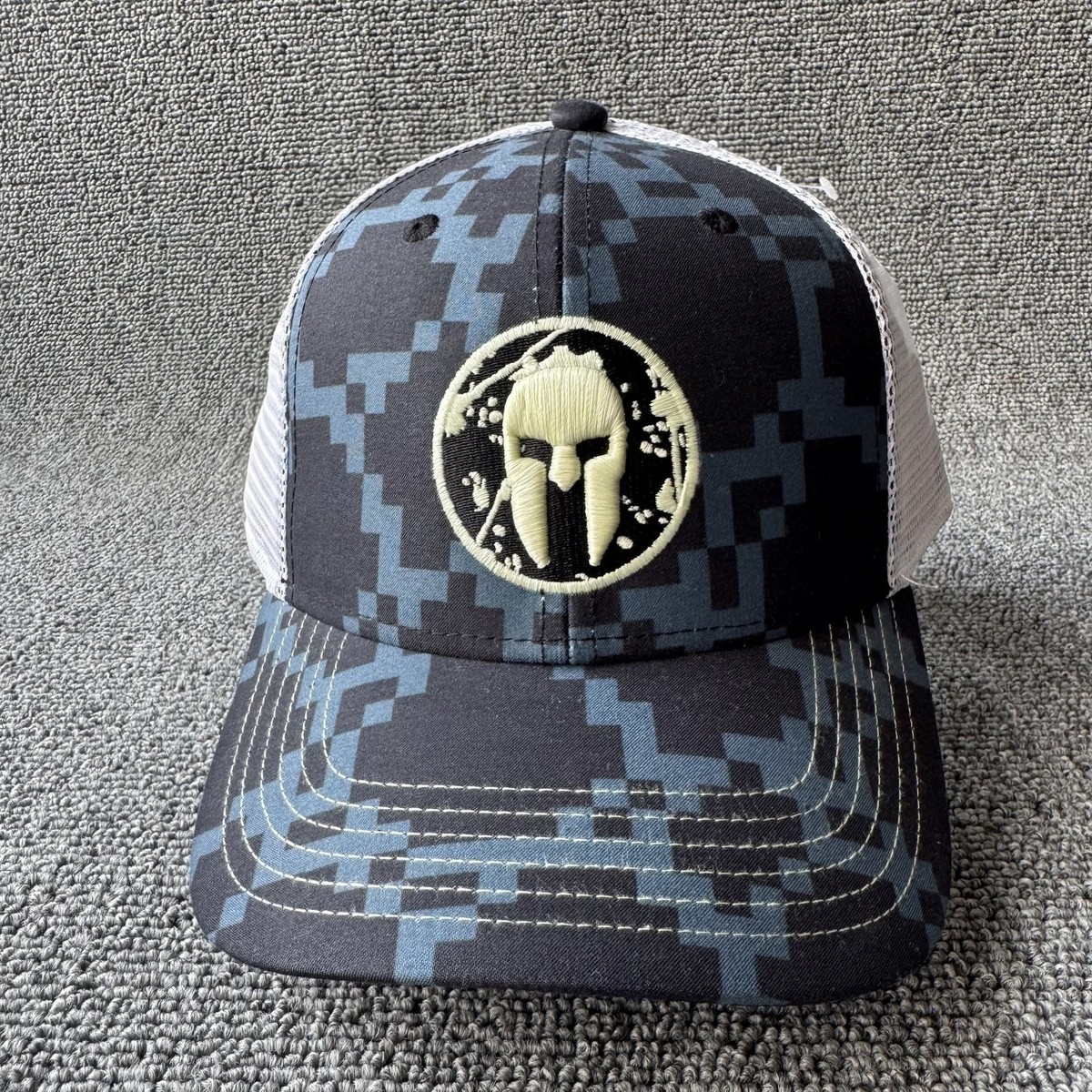Spartan Camo Trucker Hat White Mesh Snapback W3607