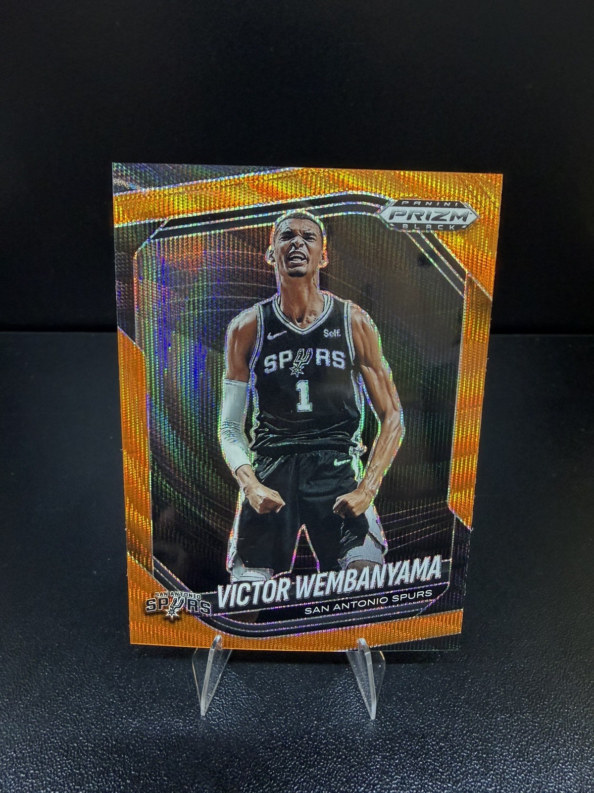 2024-25 Panini Prizm Black - Victor Wembanyama #1 Orange Wave Prizm /60