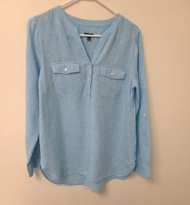 Talbot's Women's blouse Light blue LMedium size V-neck Long sleeeve