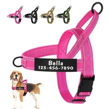 No Pull Personalized Tactical Dog Harness Custom Name and Phone Number Printed
