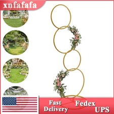 Wedding Round Hoop Backdrop Stand Detachable 4-Tier Gold Metal Flower Arch Frame