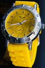 Mega Edle Herren Uhr Automatikuhr Armbanduhr Minoir im sportlichen Design Gelb