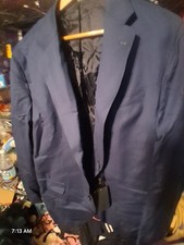 Massimo Dutti Blazer Mens Navy Blue Linen Cotton Jacket Size Usa Size48