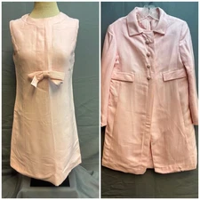 Vintage 60s Womens Pink Dress and Dress Coat Jackie O Style 2pc Set