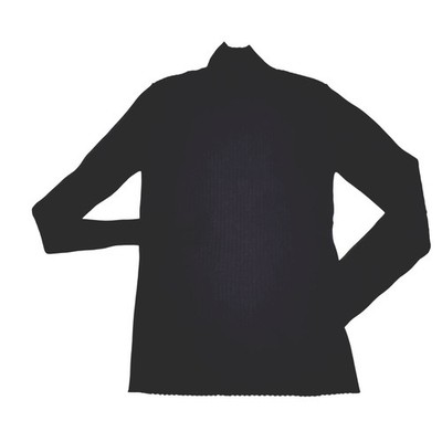 Saks Fifth Avenue Womens Black Ribbed Mock Neck Sweater Dark Academia Mod Basic