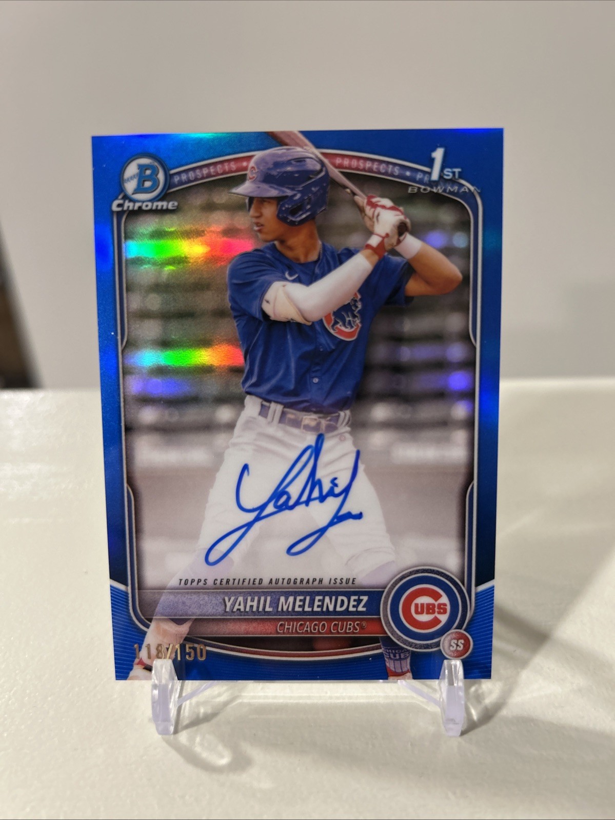 YAHIL MELENDEZ 2025 Bowman Chrome 1ST True BLUE AUTO #/150 Cubs