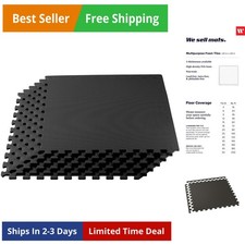 3/8" Thick Multipurpose EVA Foam Exercise Floor Mat, Interlocking Tiles, Anti...