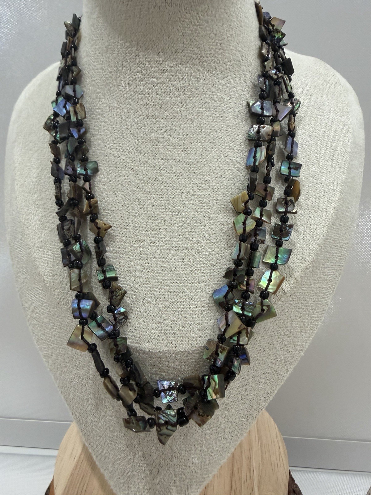 Iridescent Abalone Shell Multi-Strand Necklace – … - image 2