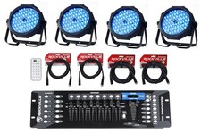 4 Eliminator American DJ MEGA GO PAR 64E RGB UV Par Can Wash Lights DMX Control