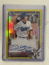 2021 Bowman Chrome Jake Vogel 1st Bowman Auto 🔥 Yellow Refractor /75 Dodgers