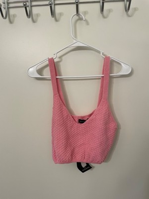 pretty little thing cropped sweater tank top pink