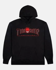 Thrasher x Spitfire Wheels Bighead Outline Black Hoodie Sweatshirt