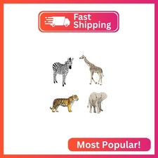 4 Pieces Cute Animal Patch Appliques, Sew on Iron on Zebra Tiger Elephant Giraff