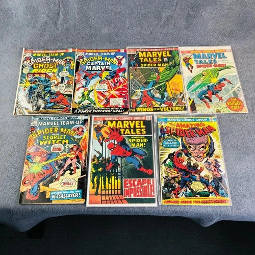 1970's Lot of (7) Spider-Man Marvel Team-Up  & Amazing & Tales Comic Books