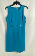 Tahari Arthur S. Levine Women's Blue Sheath Dress Sleeveless Petite NWT Sz 4P