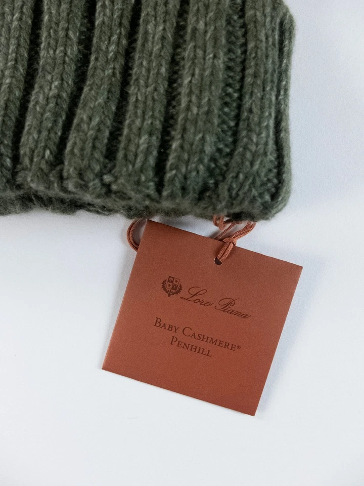 (БЕЗ ТАМОЖЕННОГО НАЛОГА) LORO PIANA Penhill зеленый чисто ребенка кашемир beanie шляпа один размер - Изображение 2 из 4