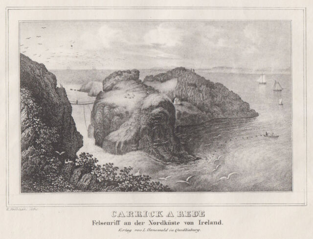 Ireland Carrick-a-Rede Original Lithography Kosmorama 1840