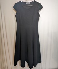 Little Black Dress Scoop Neck Short Cap Sleeve A-line Skater Belted Waist