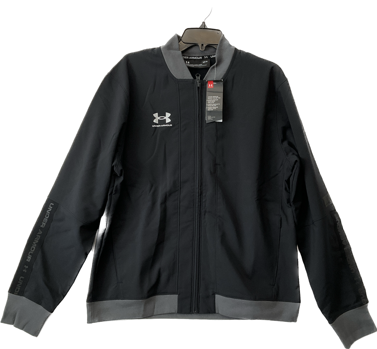 Under Armour Accelerate Bomber Jacket Mens Size L Black Gray