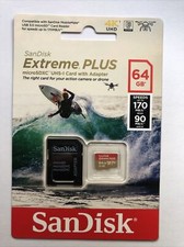 SanDisk Extreme Plus 64GB MicroSDXC UHS-1 Card with Adapter