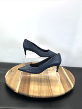 Marks and Spencer Women Court Stiletto Shoes UK Size 5.5 Navy Faux Leather
