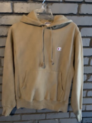 Champion Hoodie Men Small Tan Caramel Thick WARM Sweatshirt