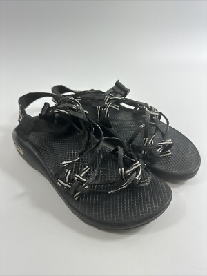 Chaco Zx3 Black Thin Strappy Outdoor Sandals W9 Vibram - Main Image
