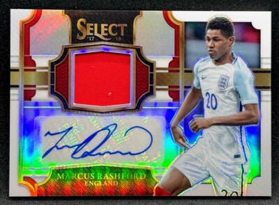 2017-18 Panini Select = Marcus Rashford = White Jersey Auto #'d /99 England