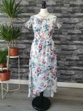BNWT PARISIAN Multi Floral Bardot Wrap Fit & Flare Long Dress Size UK 14 L Tall