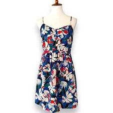 J Crew Multicolor Spaghetti Strap Sweetheart Neck Floral Cami Dress Size 10