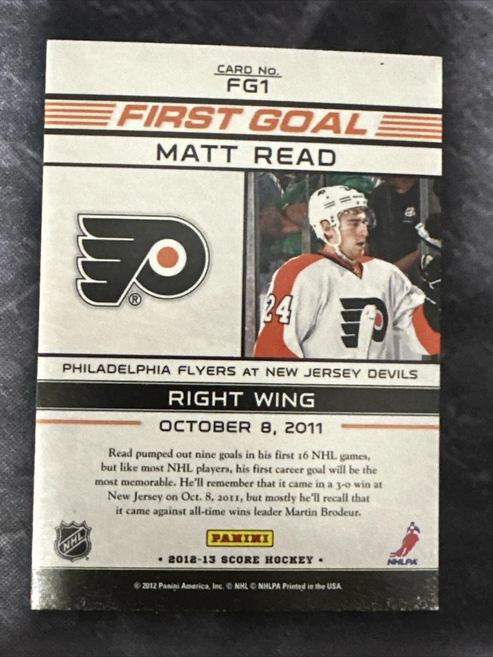 2012-13 Score First Goal FG1 Matt Read Philadelphia Flyers - Image 2 of 2