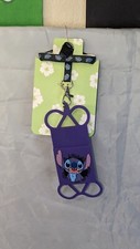 NEW Disney Lilo and Stitch Cell phone Holder and Lanyard and Clip Purple Stretch