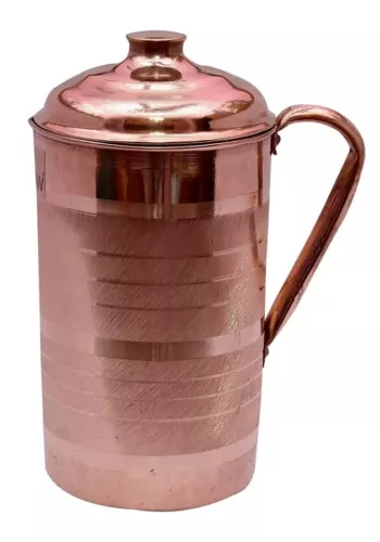 100% Pure Copper Water Jug Pitcher With Tumbler Glass Ayurveda Benefits Set Of 5 - Picture 3 of 3
