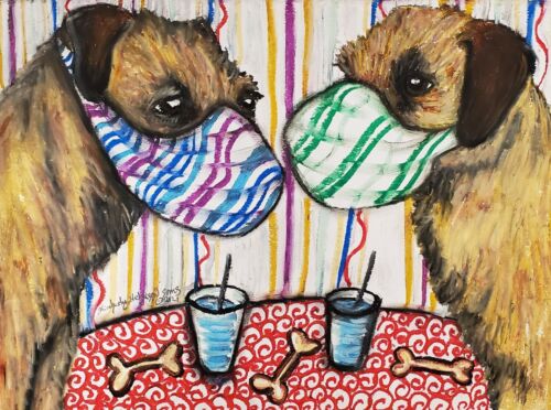 border terrier in quarantine dog art 13 x 19 PRINT gift gifts - Picture 1 of 2