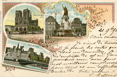 Souvenir de PARIS schön illustriert Gruss Art Ende 19. Jh. 1898