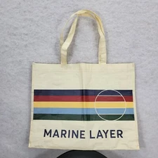 Marine Layer Reusable Bag Tote Shopper Double Sided Handle Recycle Retro Rainbow