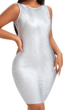 Women's Sleeveless Dress Boat Neck Snakeskin Print Bodycon Size M ,L , XL
