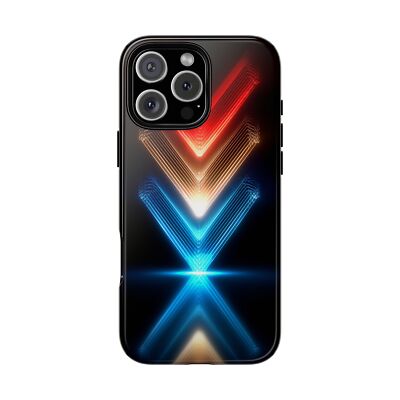 For iPhone/Galaxy/Pixel | Phone Ink Case - Neon Blue Red Line Zig Zag