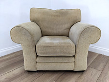ARMCHAIR Beige Waffle Fabric Removable Cushions Wooden Feet FREE DELIVERY