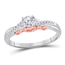 14kt White Gold Round Diamond Bridal Wedding Engagement Ring 1/3 Ctw Certified 